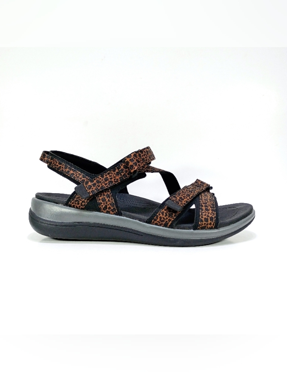 Orthofeet Lake Womens 10.5 Wide Fit Leopard Print Strap Outdoor Water Sandals